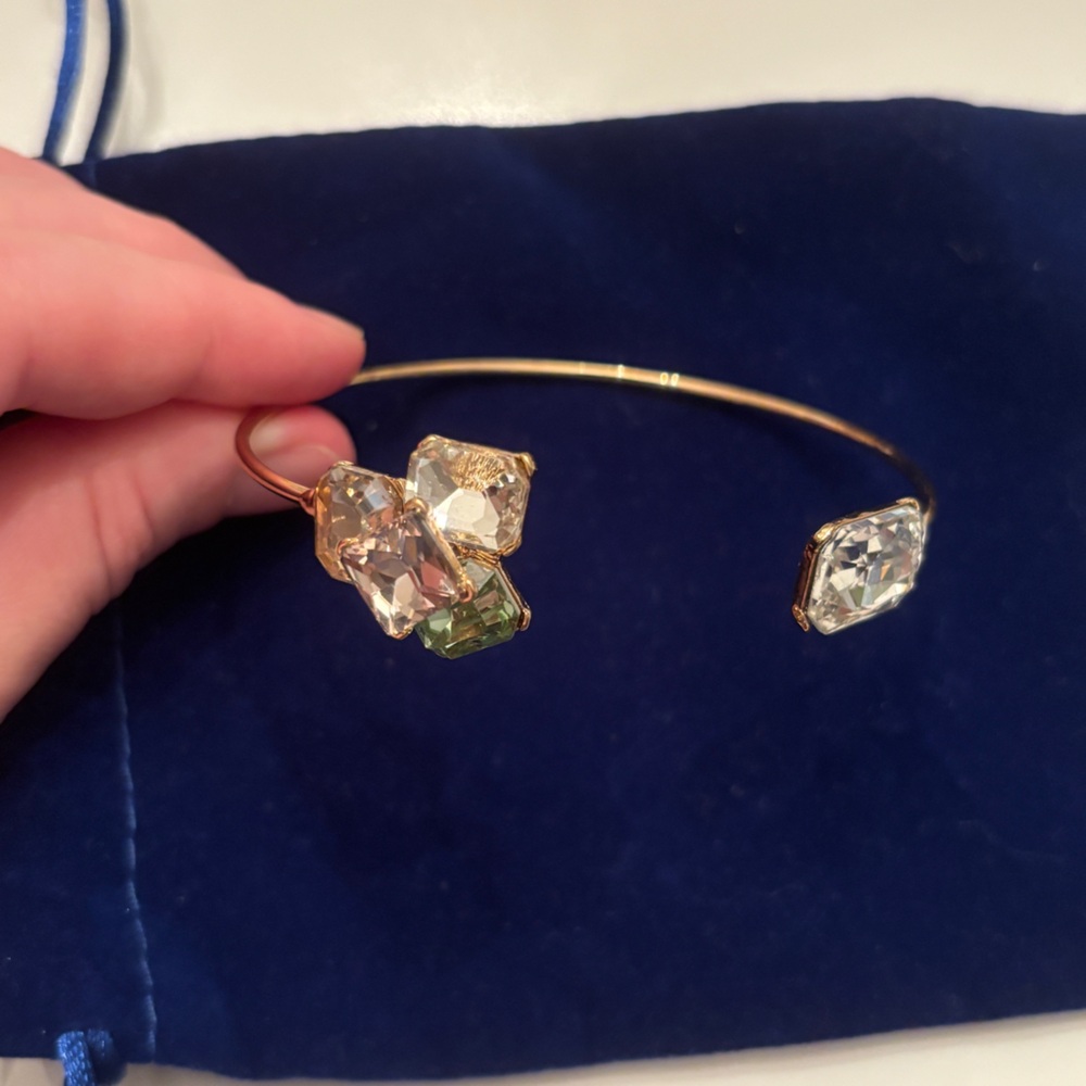 Aldo Gold Open Bangle with Multicolour Pastel Crystals